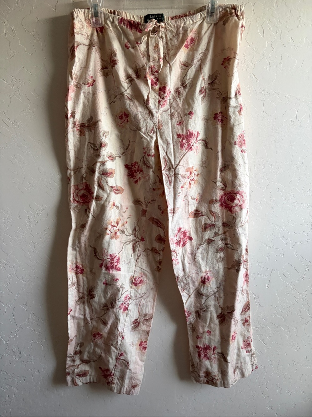Lauren Ralph Lauren Cream Pants with Pink Floral Print